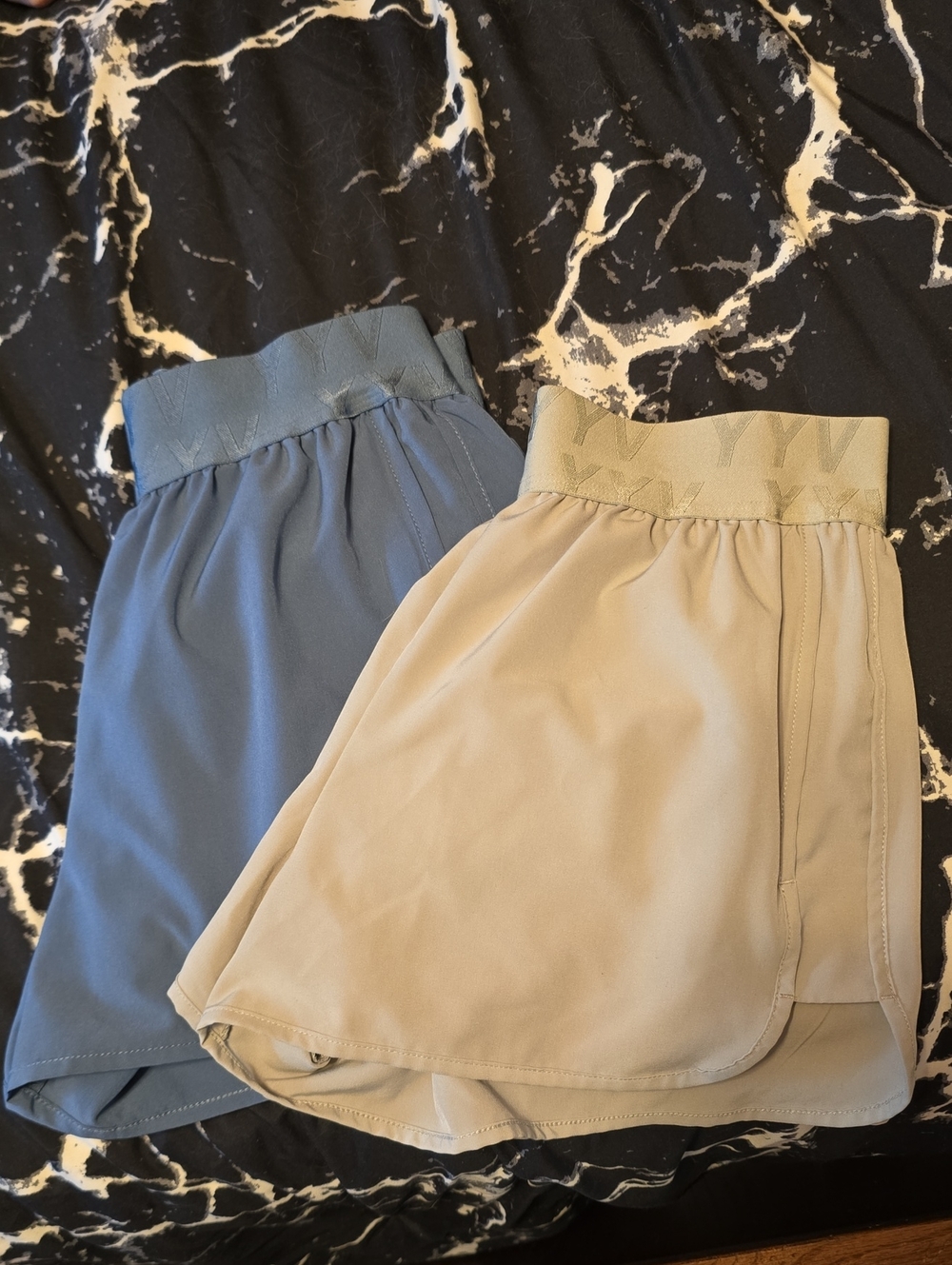 Pull-On Shorts - Blue and Grey